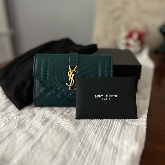 Saint Laurent Small Envelope Wallet Excellent Condition - Sea Turquoise - Picture 3 of 9